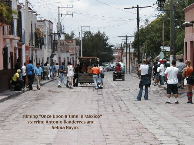 San Miguel has been the location for many films — this scene was shot in front of the school